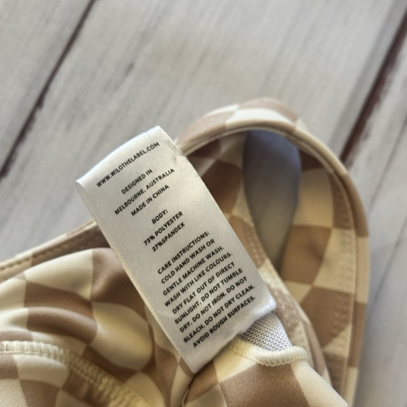 Wilo the Label Brown White Wave Print Checkered Workout Set XS Activewear - Picture 9 of 10